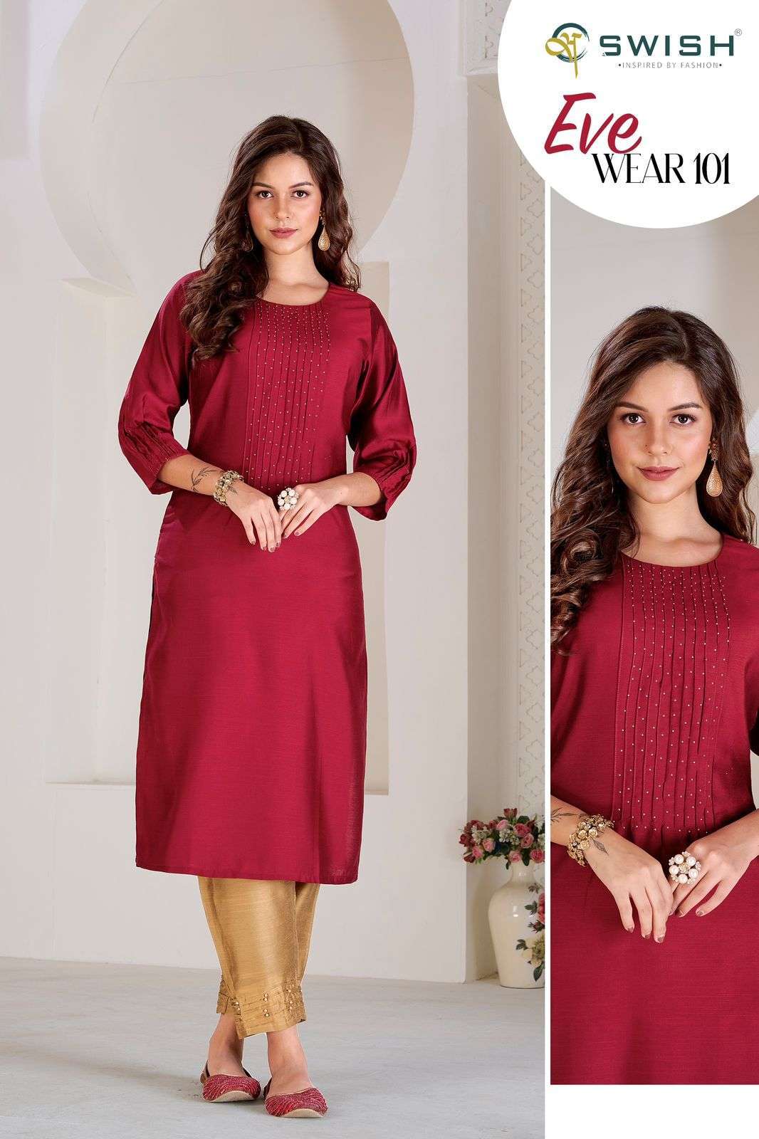 swish eve wear series 101-107 rich liva viscose kurti