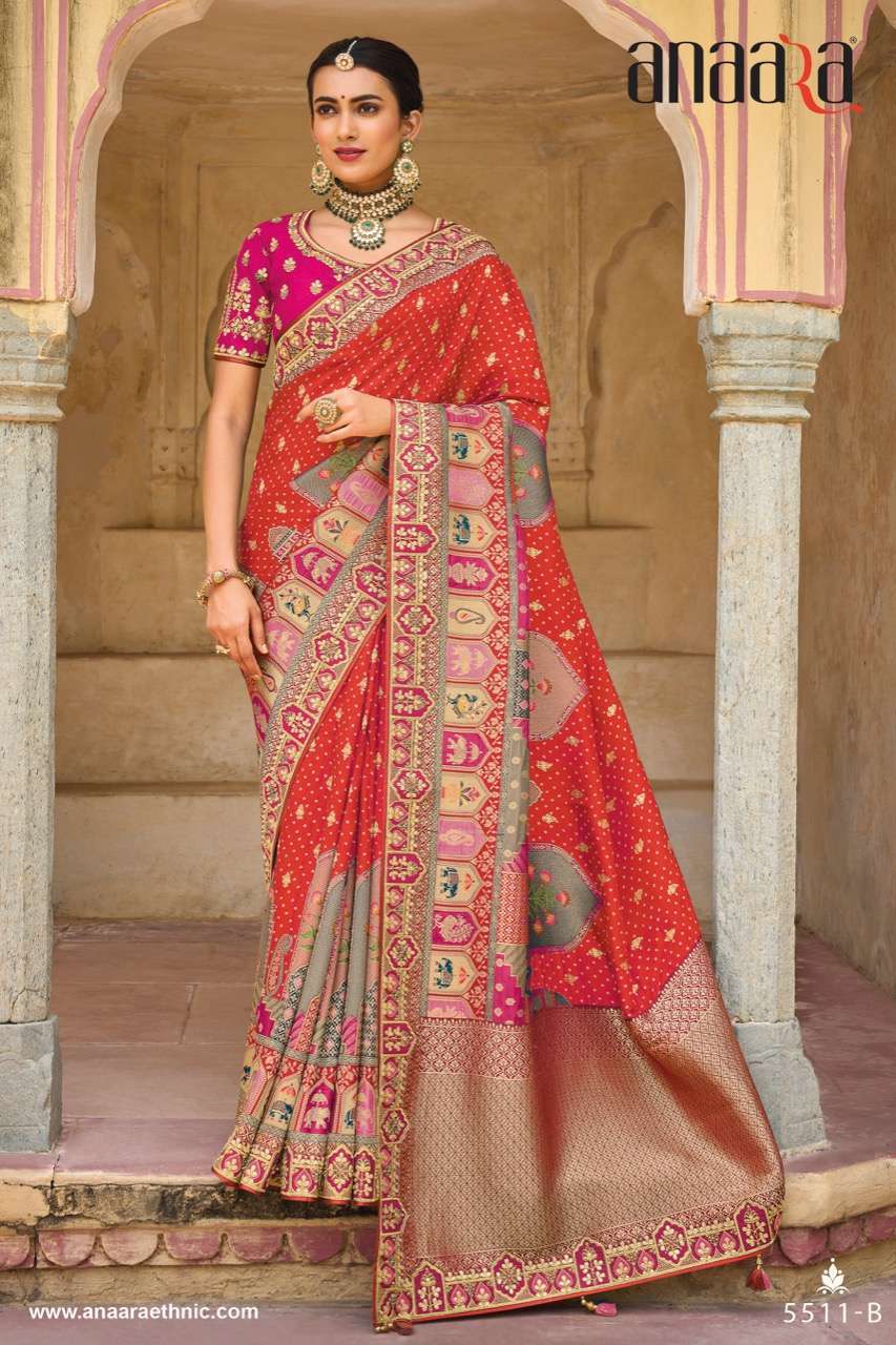 tathastu aanara 5500 series dola row silk work saree 