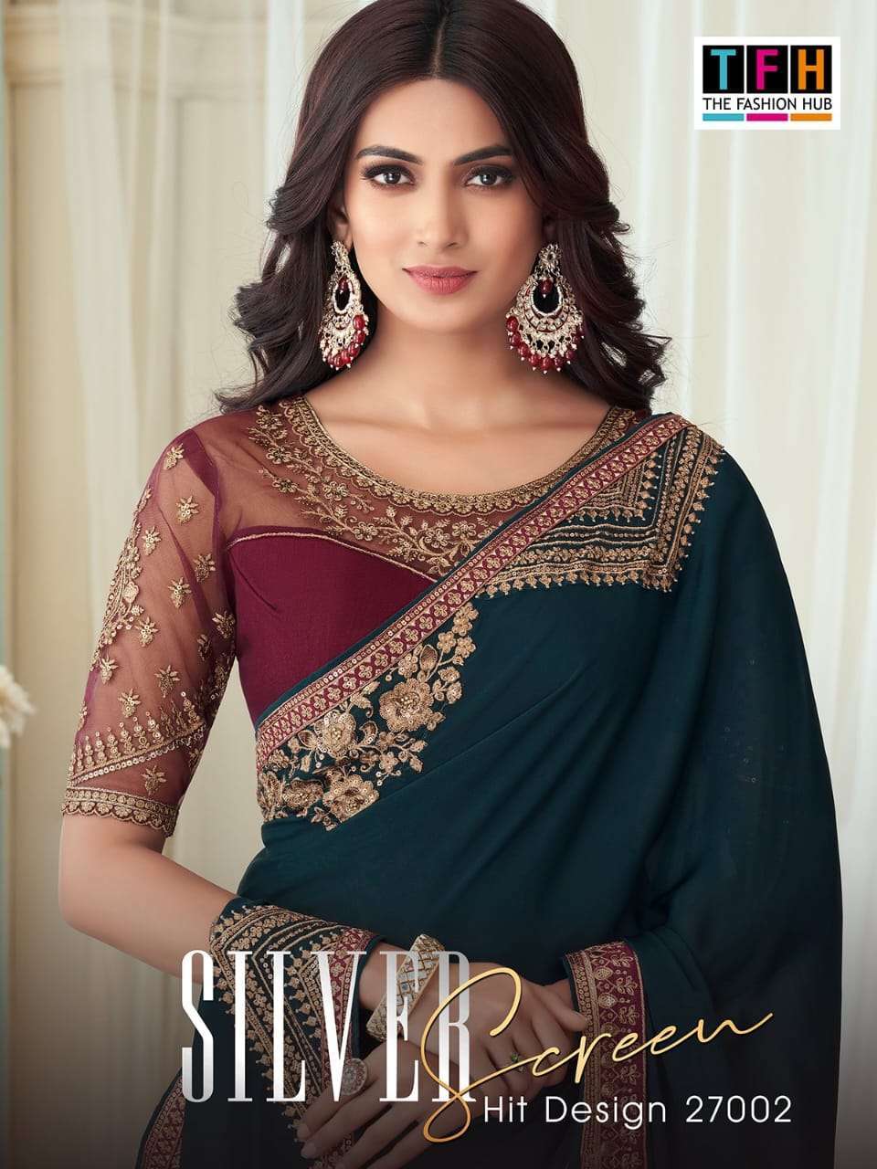 tfh silver screen 27002 milano silk saree 