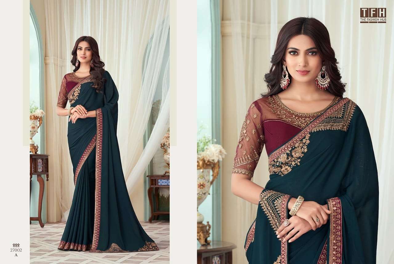 tfh silver screen hit design 27002 color designer milano silk saree 