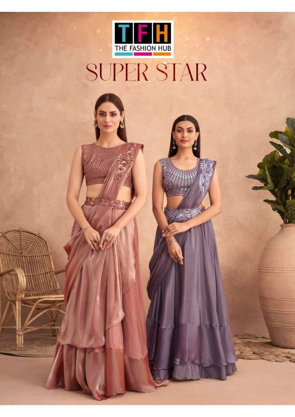 tfh super star nx fancy saree with belt 