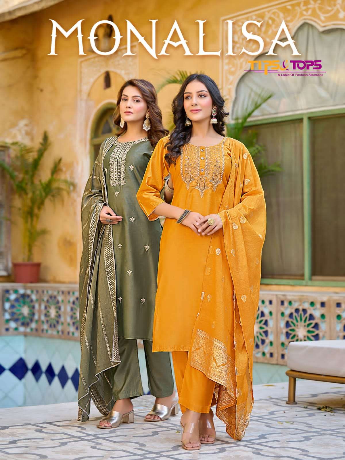 tips & tops monalisa series 101-106 viscose chanderi silk suit 