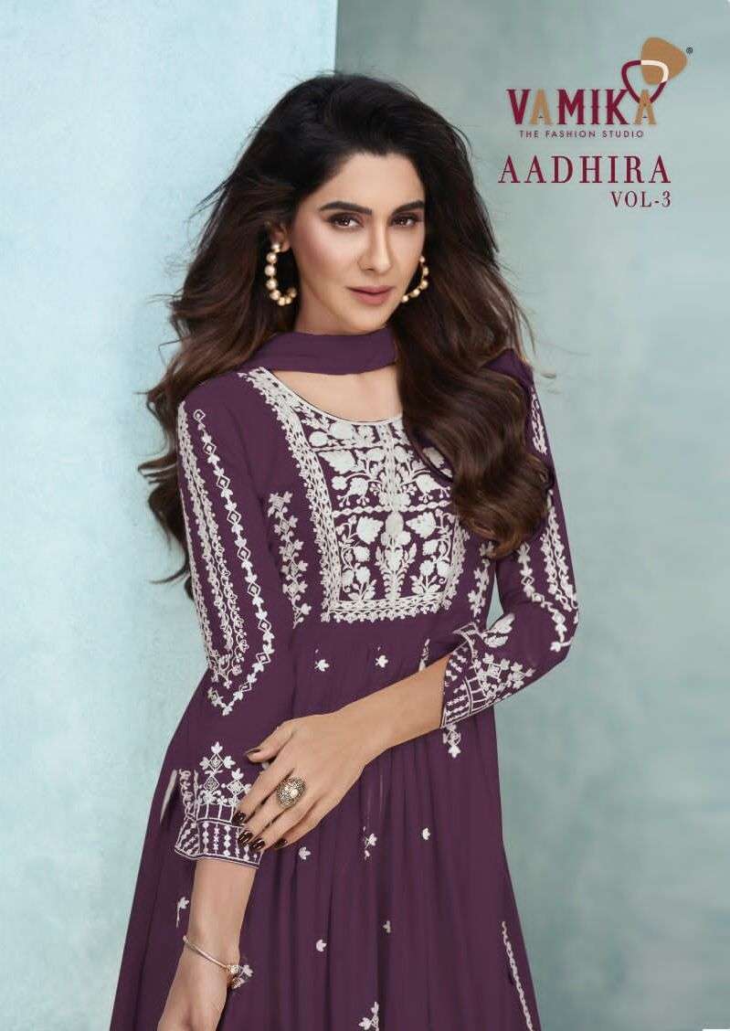 vamika aadhira vol 3 series 1105 pure rayon viscose suit 