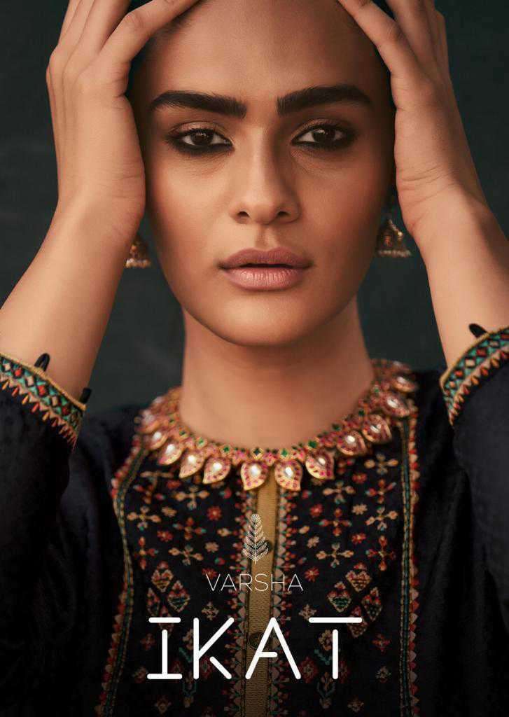 varsha ikat series 51-57 tussar self woven embroidery suit 