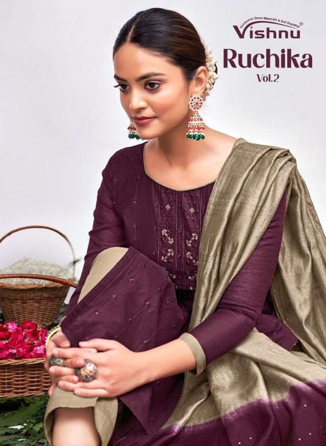 vishnu ruchika vol 2 series 74001-74012 modal silk suit 