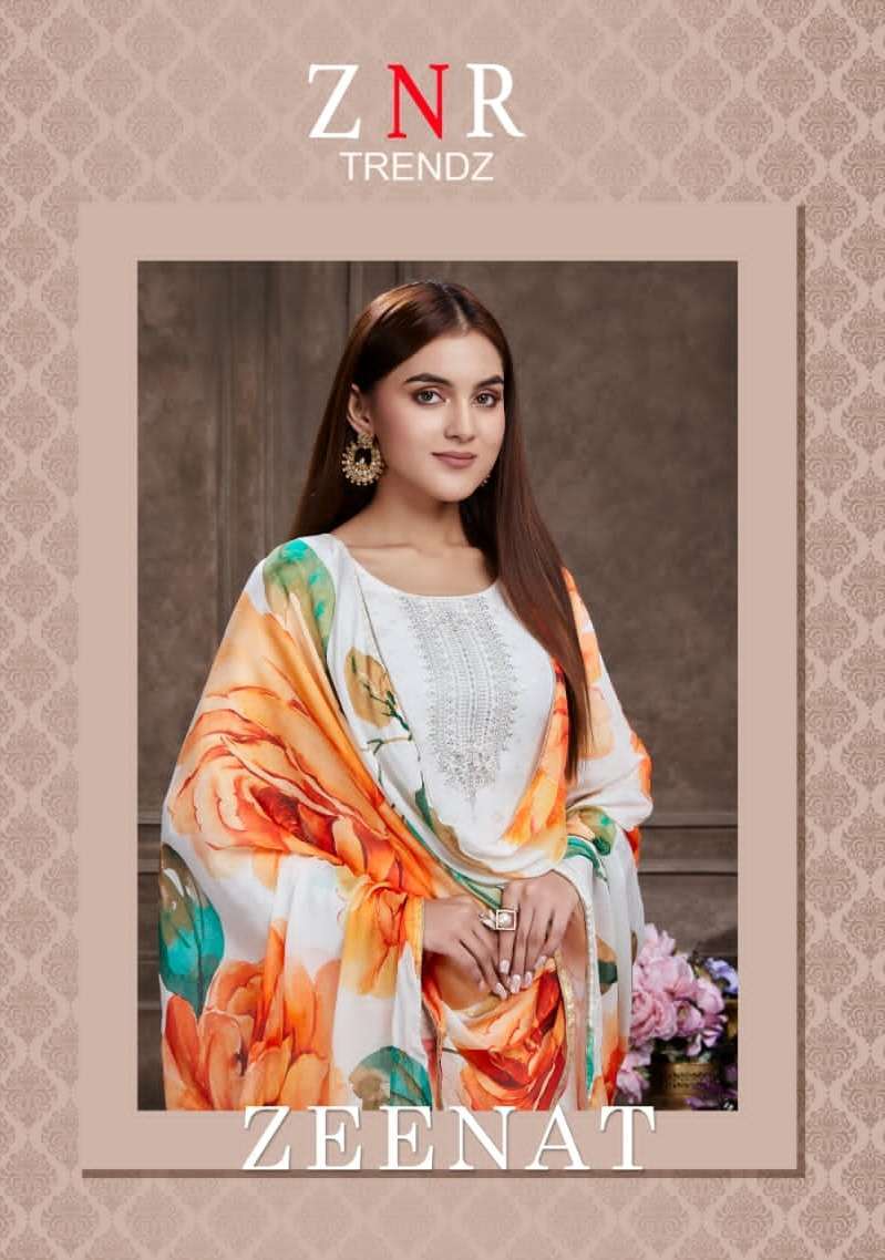 znr zeenat series 2548-2553 pure muslin self jacquard suit 