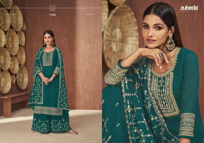 zubeda rauzan designer georgette embroidery work suit 