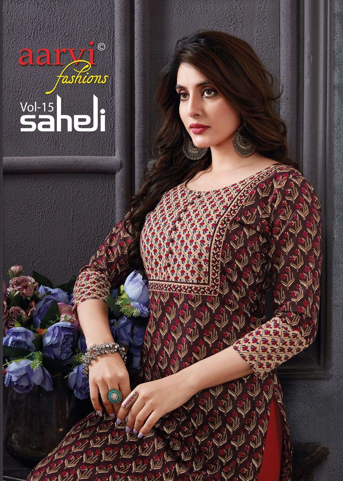 aarvi fashion saheli vol 15 series 2501-2515 pure cotton kurti 