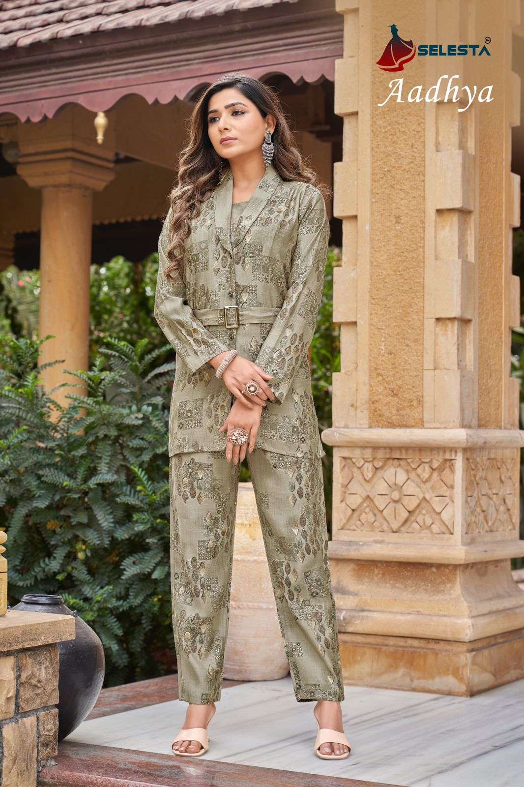 adhya designer  Modal foil print coord set 
