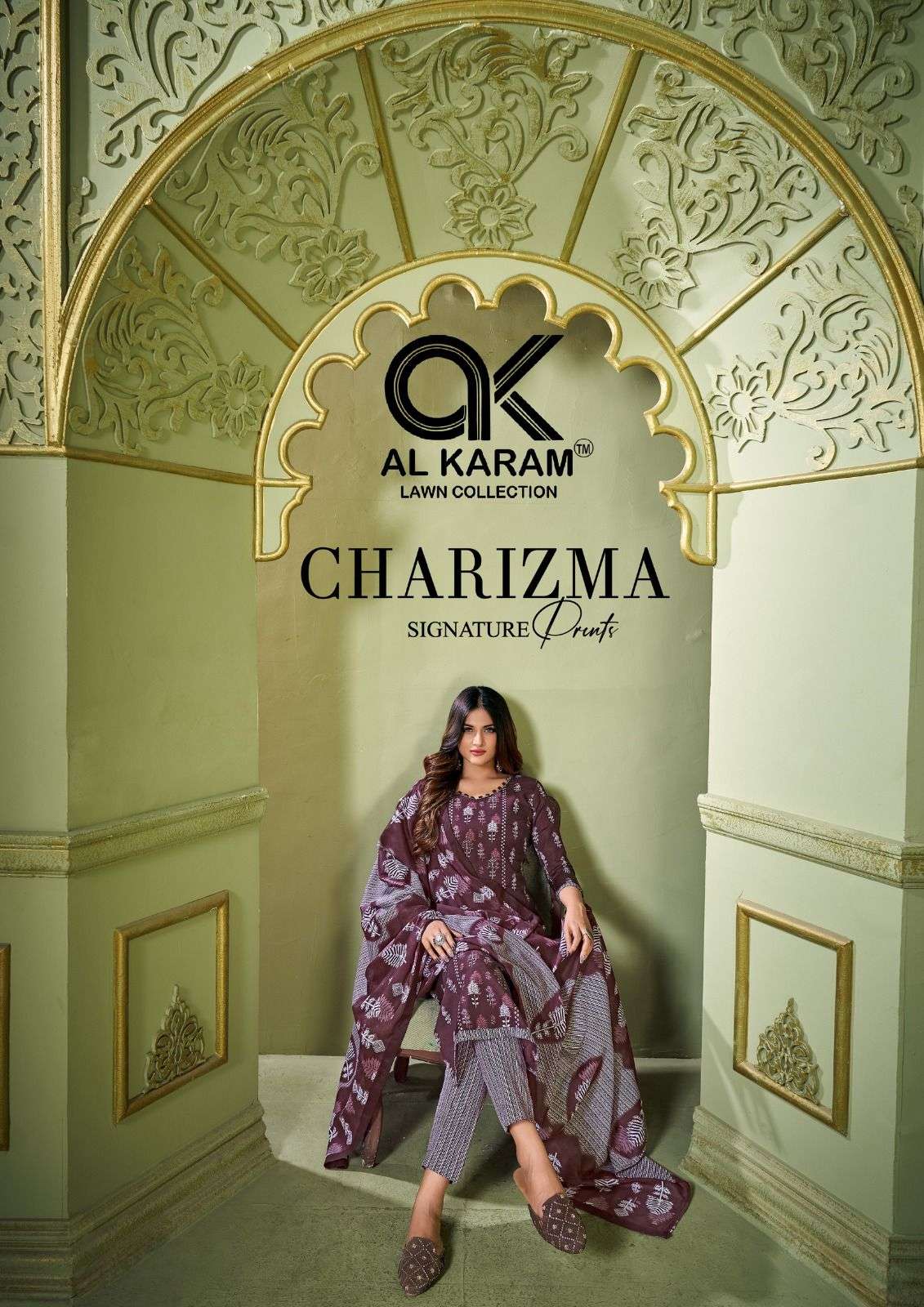 Al Karam Charizma Signature Prints series 1001-1010 pure Soft Cotton suit