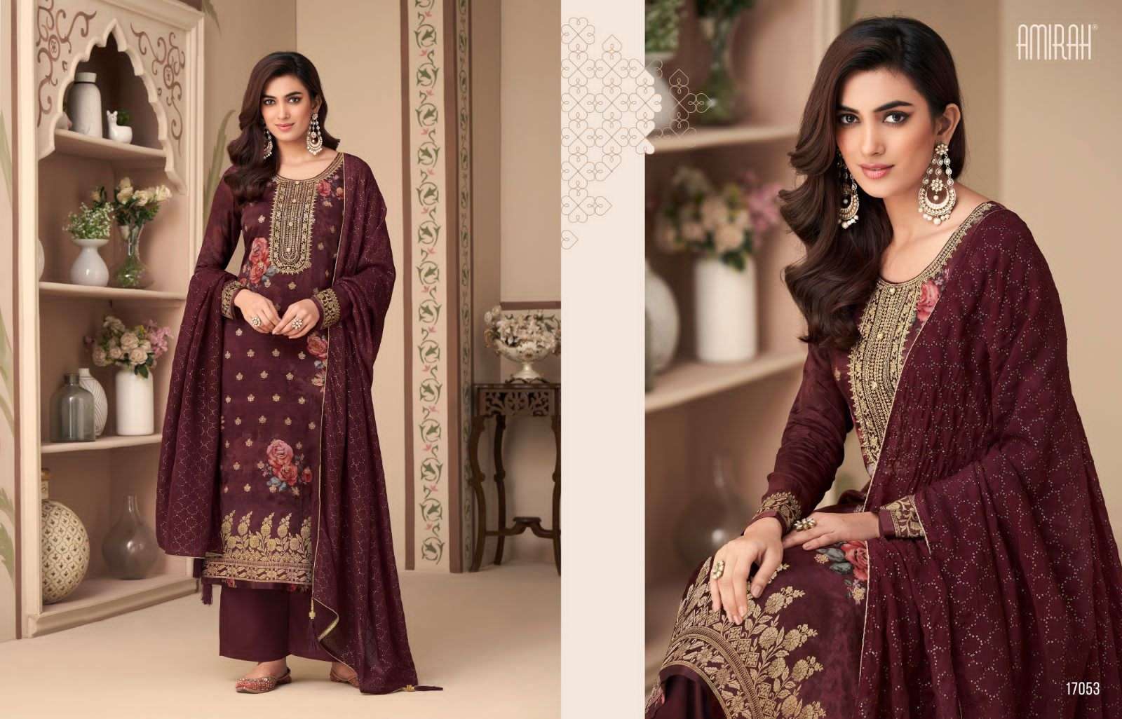amirah feeza series 17051-17056 pure habutai silk jacquard suit 