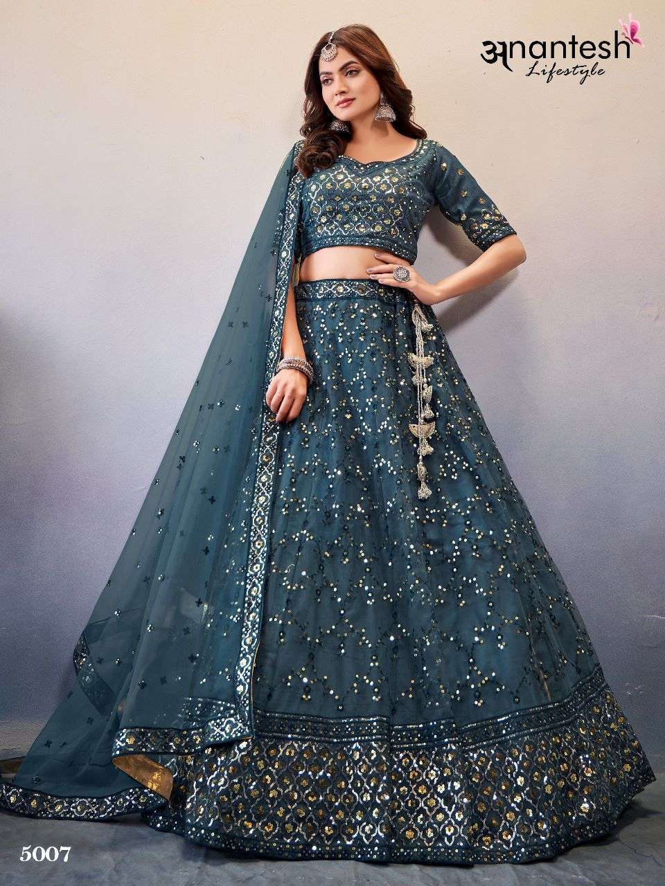 anantesh lifestyle occassions vol 2 series 5003-5008 butterfly net lehenga