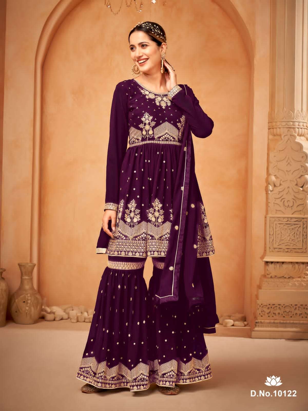 anjubaa vol 12 series 10121-10124 faux georgette sharara suit 