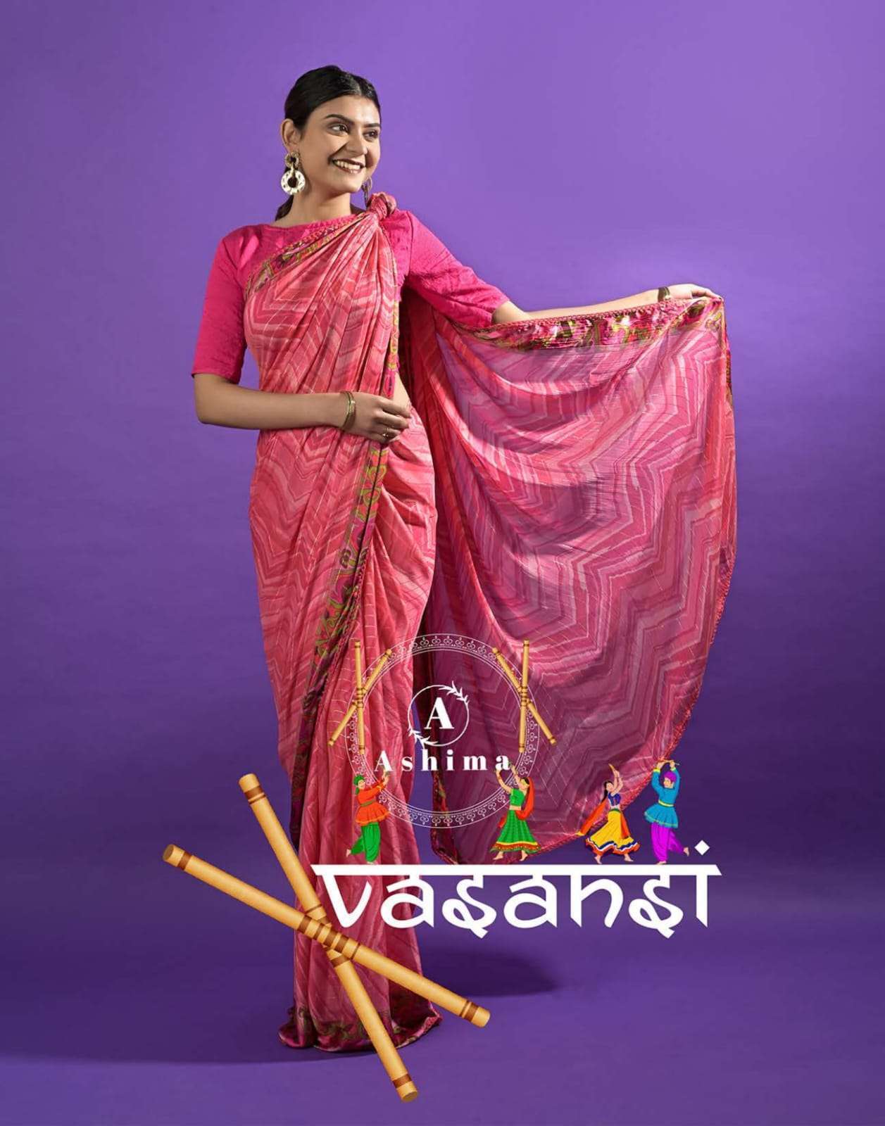 ashima vasansi series 6601-6608 printed satin patta saree