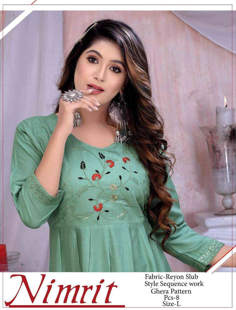 beauty queen nimrit vol 1 series 3001-3008 Heavy Rayon Slub kurti