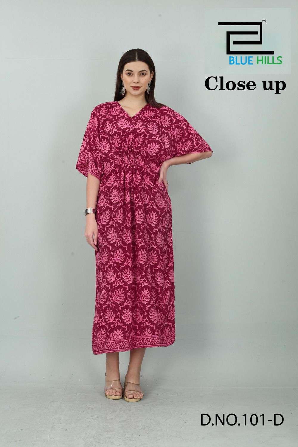 blue hills close up series 101 premium french print kaftan