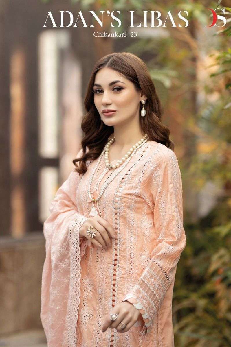 deepsy suit adan libas chikankari vol 23 series 3061-3068 pure cotton suit
