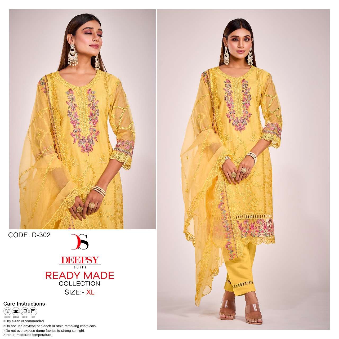 deepsy suits D-302 designer pure organza suit 