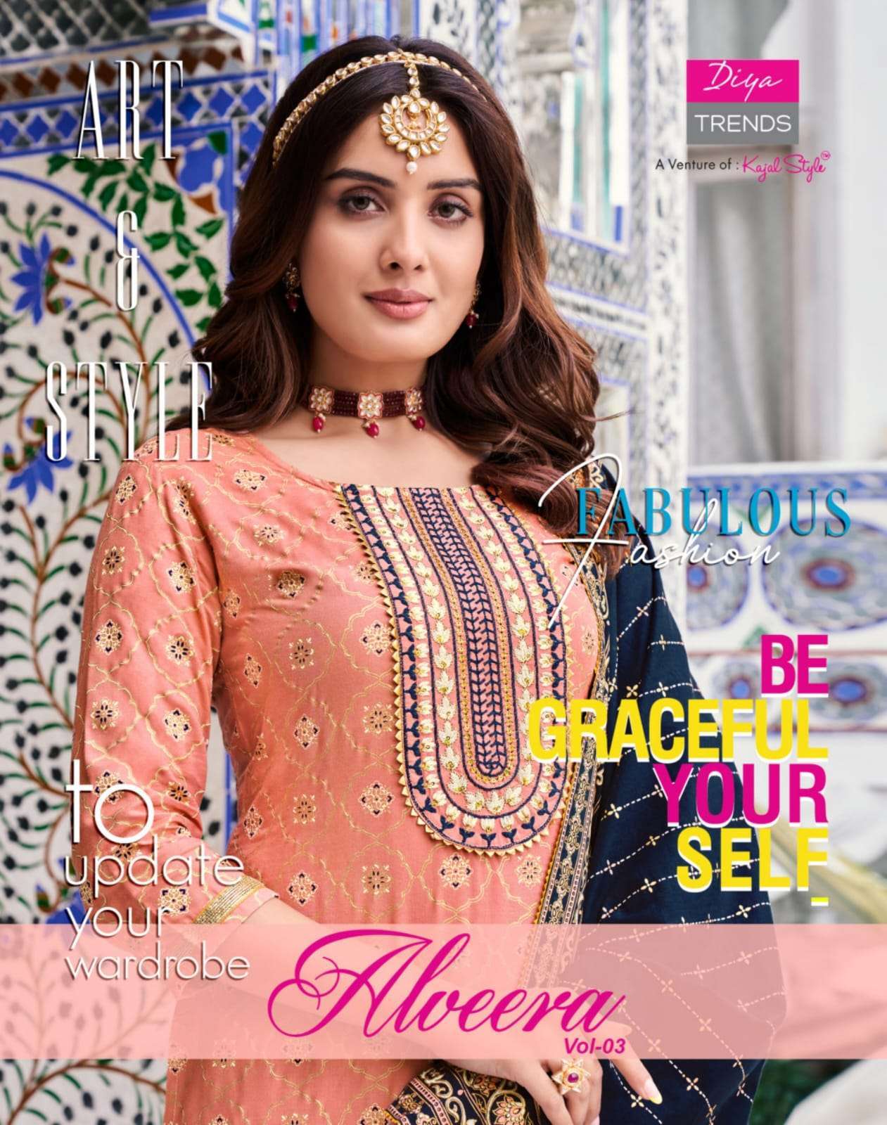 diya trends alveera vol 3 series 3001-3008 rayon readymade suit 