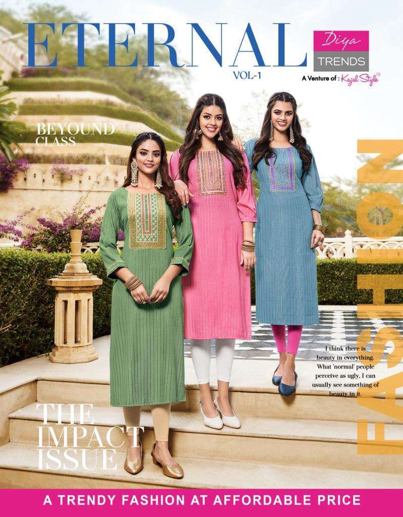 diya trends eternal vol 1 series 1001-1012 fancy embroidery work kurti 