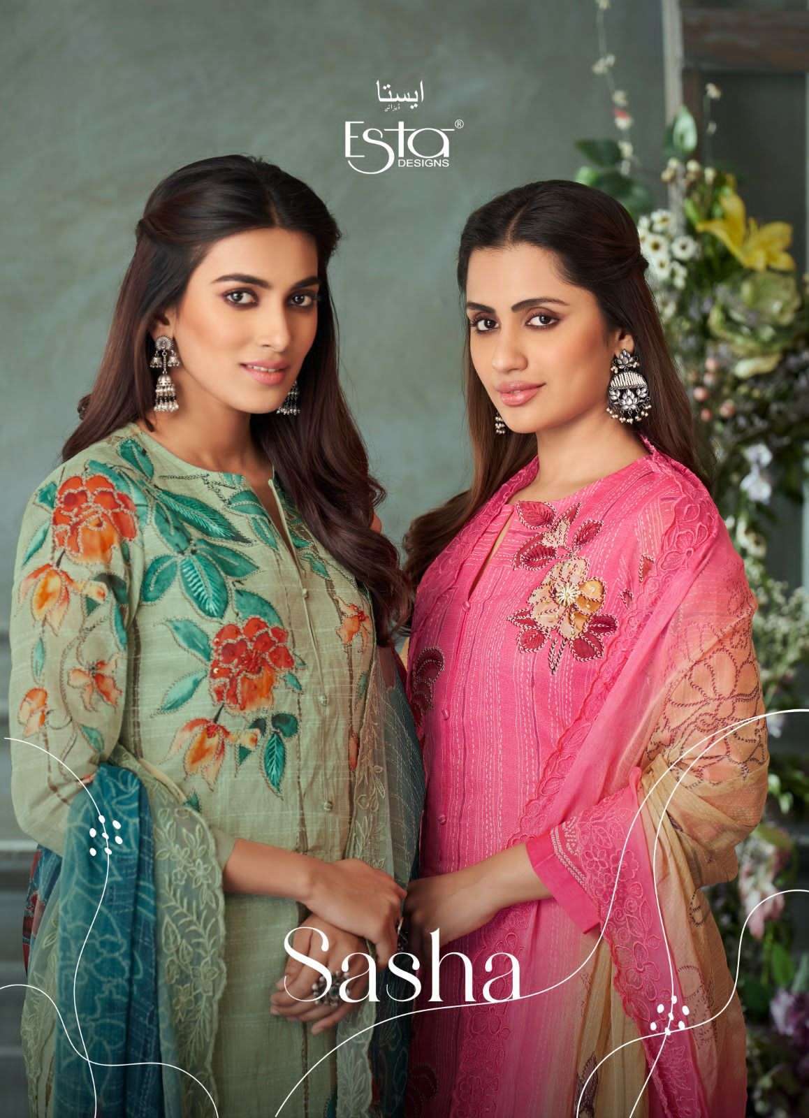 esta sasha series 1001-1008 Digital printed organdy suit