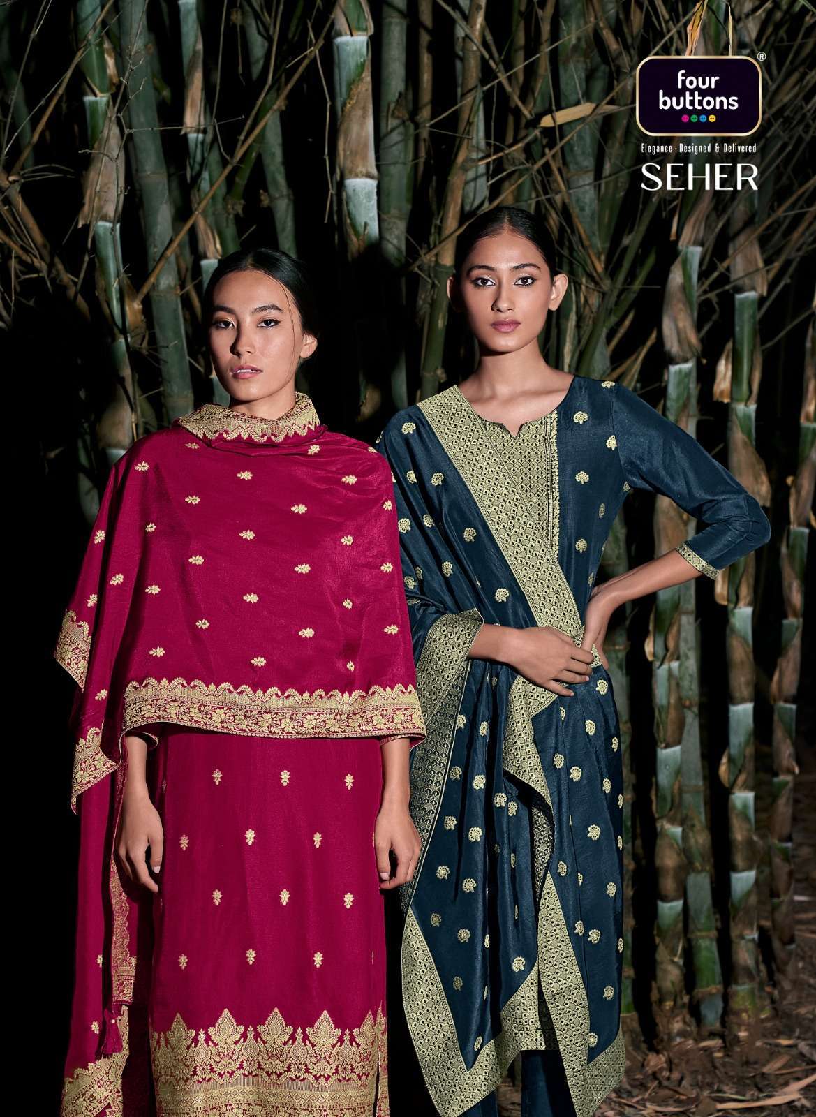 four buttons seher series 3061-3065 pure russian lakhnavi jacquard suit