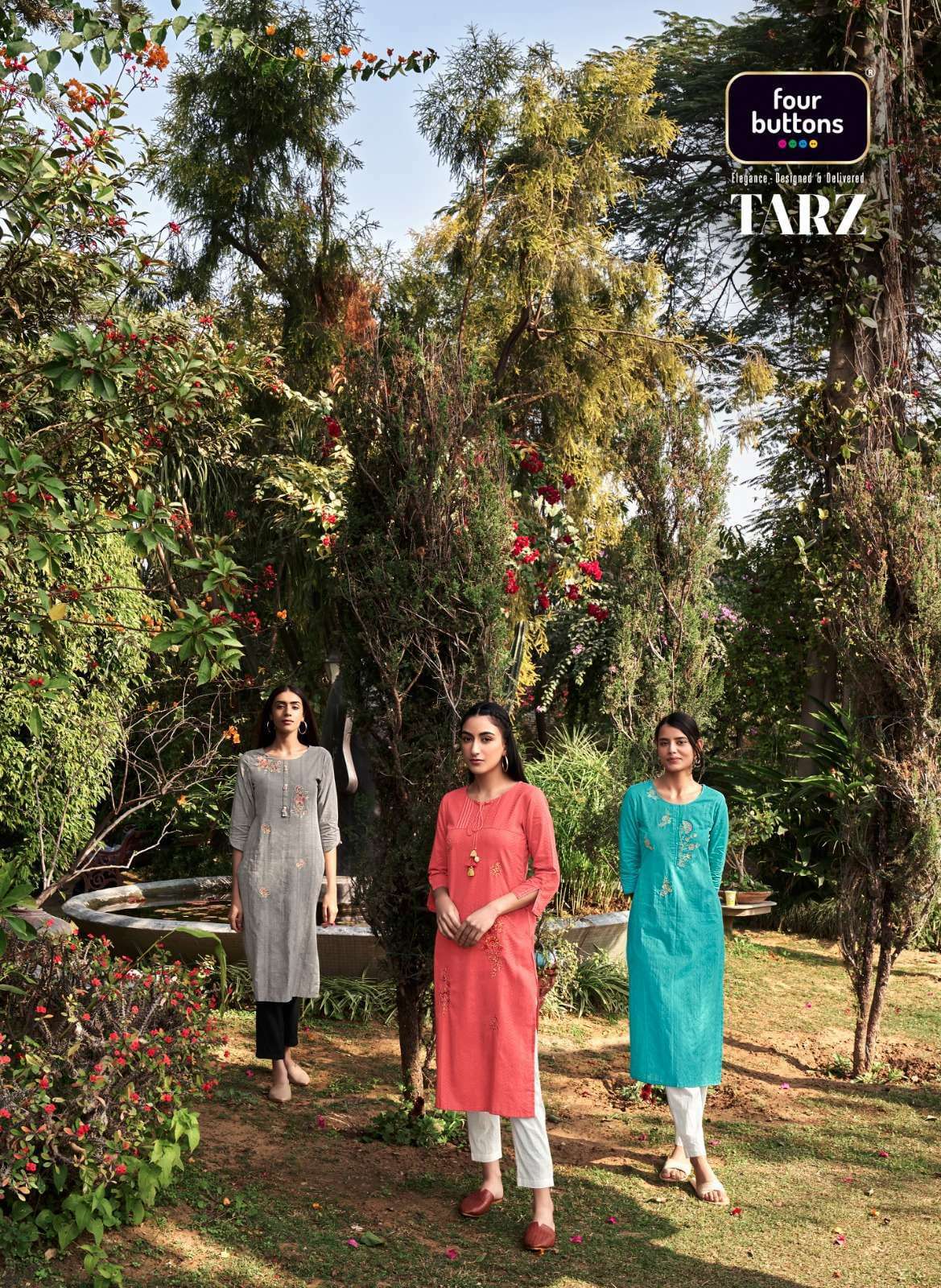 four buttons tarz series 3121-3126 pure cotton kurti 