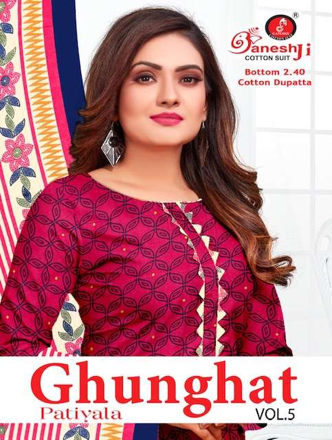 Ganeshji Ghunghat Patiyala Vol-5 series 5001-5012 Heavy Indo Cotton suit