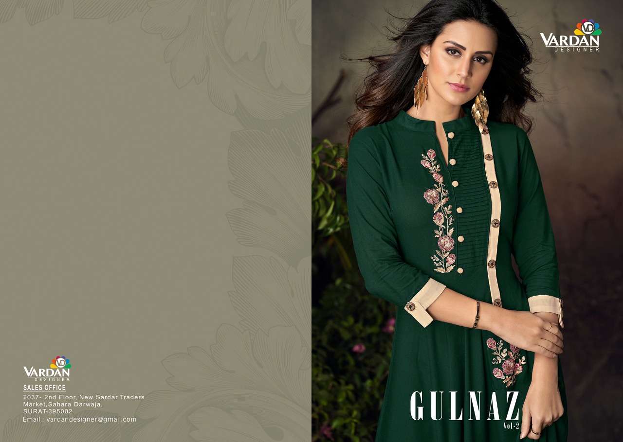 gulnaz vol 2 designer 14KG Heavy Rayon Long  Kurti