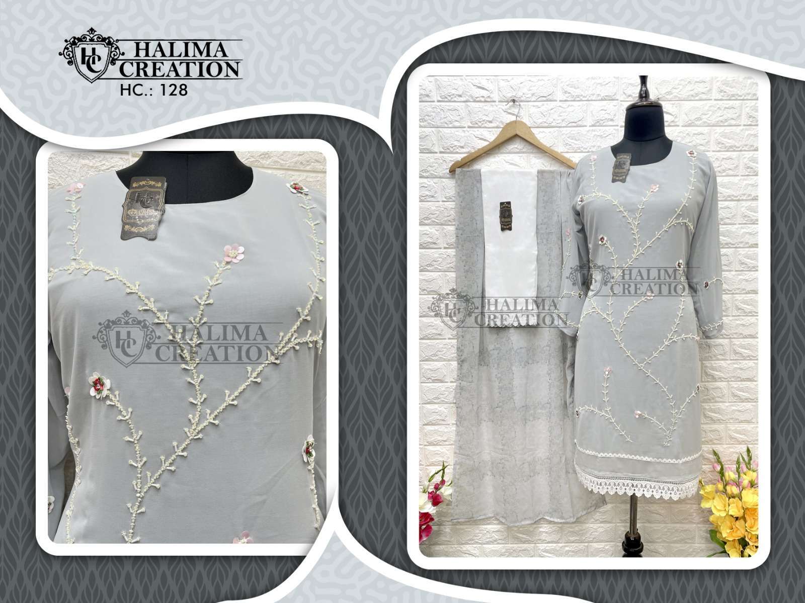 halima creation hc 128 georgette readymade suit 