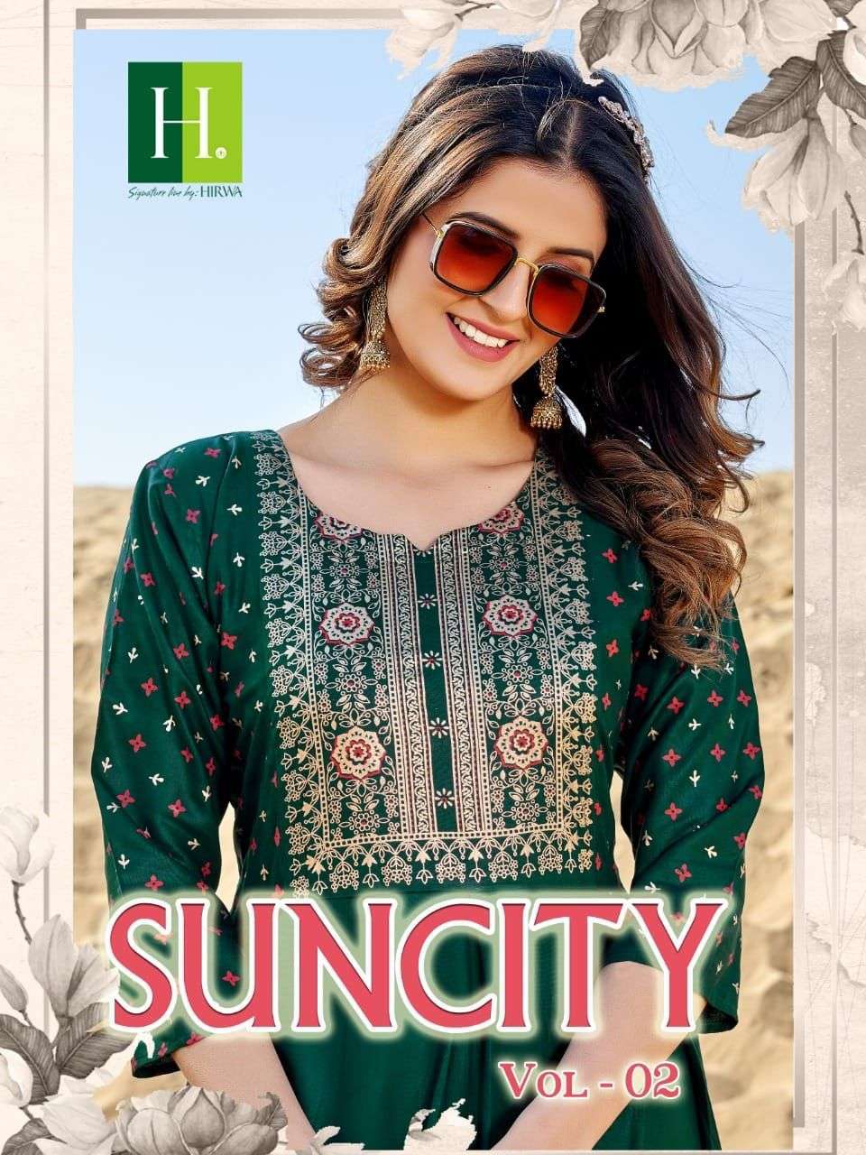 hirwa suncity vol 2 series 1001-1010 Heavy Rayon long kurti