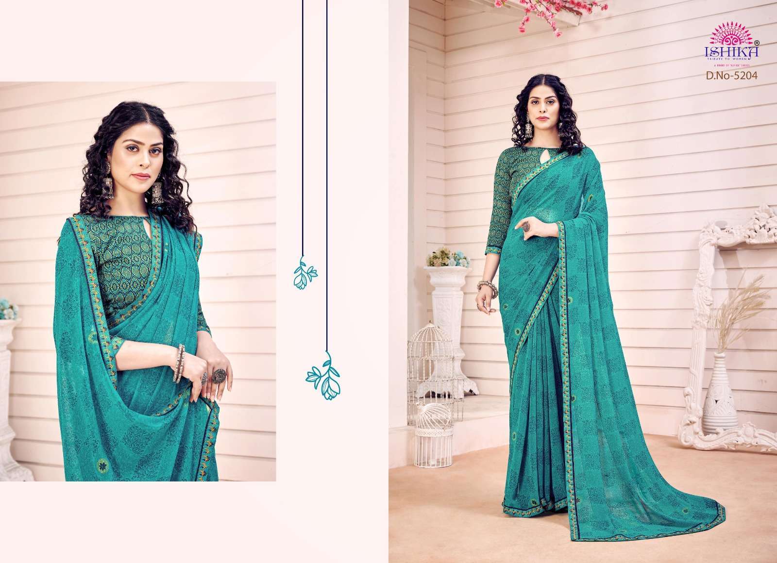 ishika sri lekha series 5201-5208 Georgette with Embroidery saree
