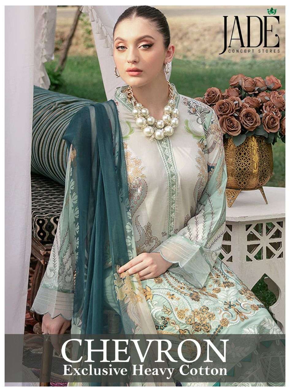 Jade Chevron series 01-06 Pure Heavy Lawn Cotton suit 