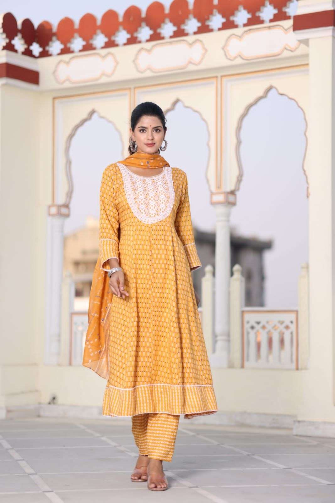 jaipuri anarkali designer Heavy Rayon readymade suit 