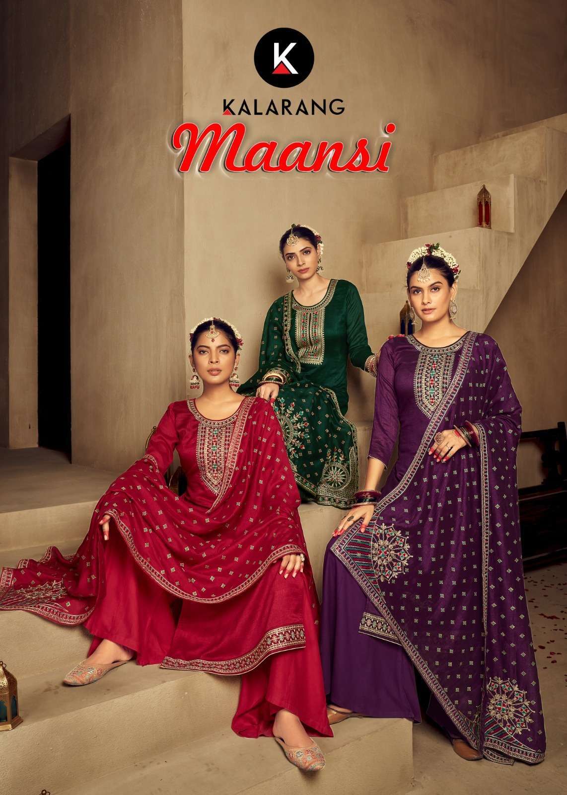 kalarang maansi series 10381-10386 pure vichitra silk suit 