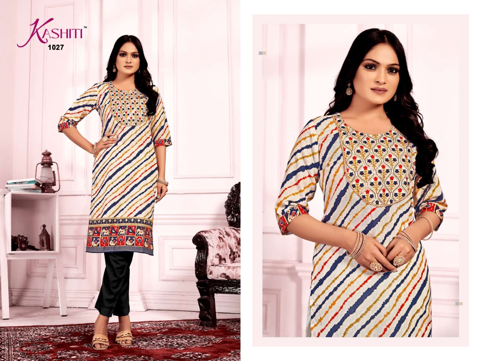 kashiti kaasvi kurti heavy capsule foil print kurti 