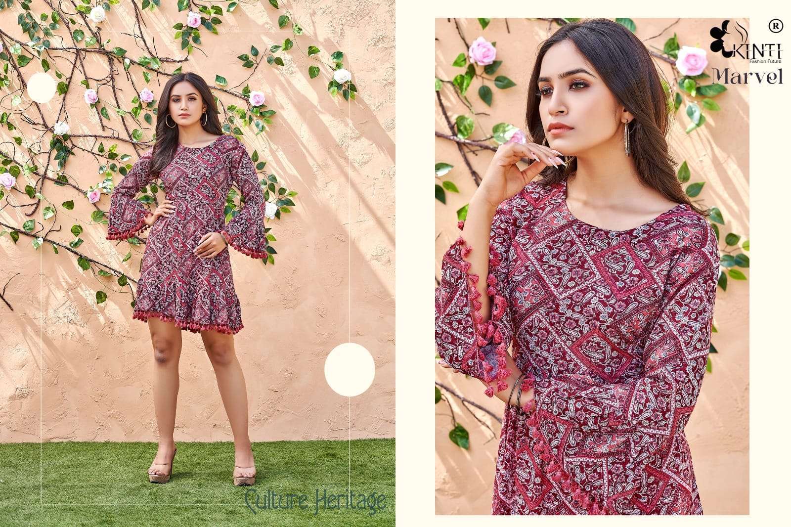 kinti marvel series 101-108 Wrinkle Rayon kurti
