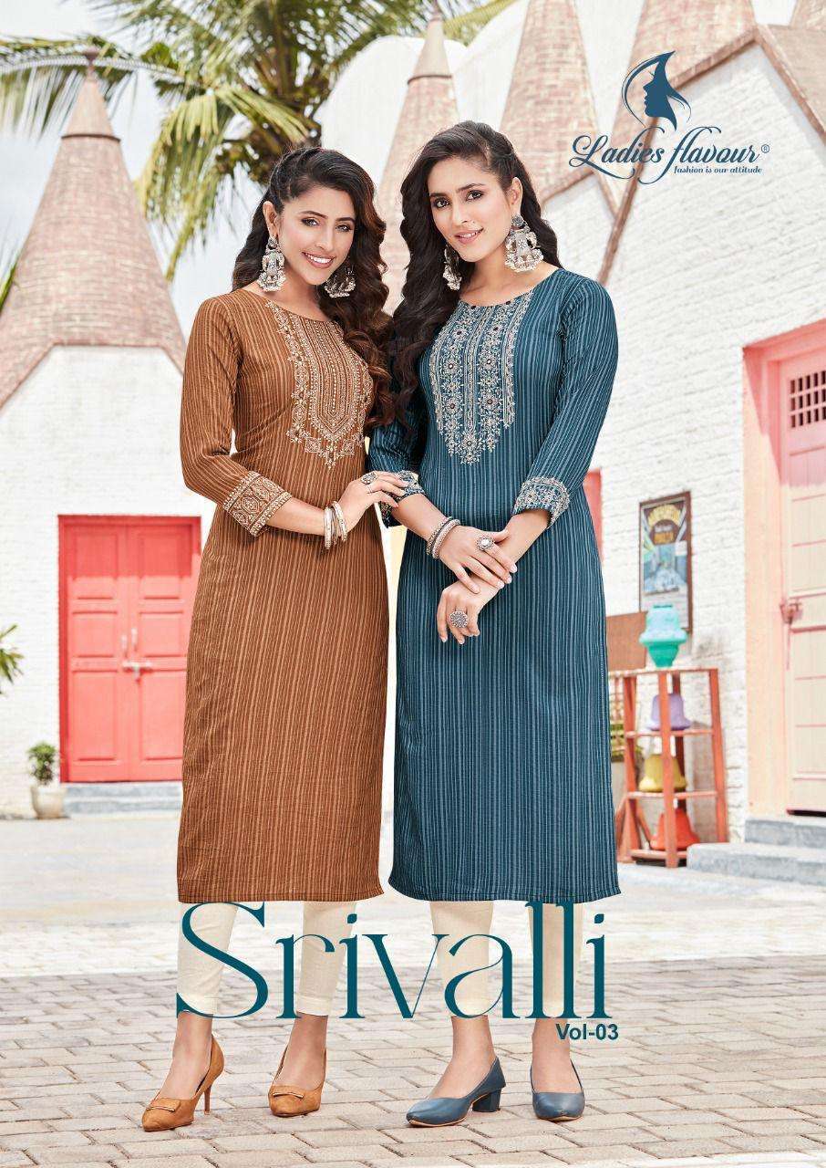ladies flavour srivalli vol 3 series 3001-3006 Fancy Rayon Viscose kurti