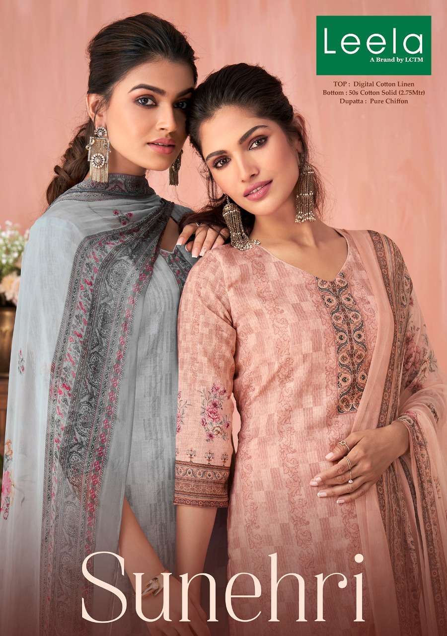 leela sunheri series 1001-1006 cotton linen suit 