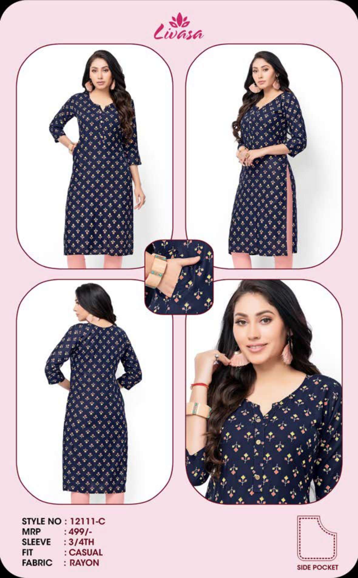 livasa basics Heavy Rayon Foil Prints kurti