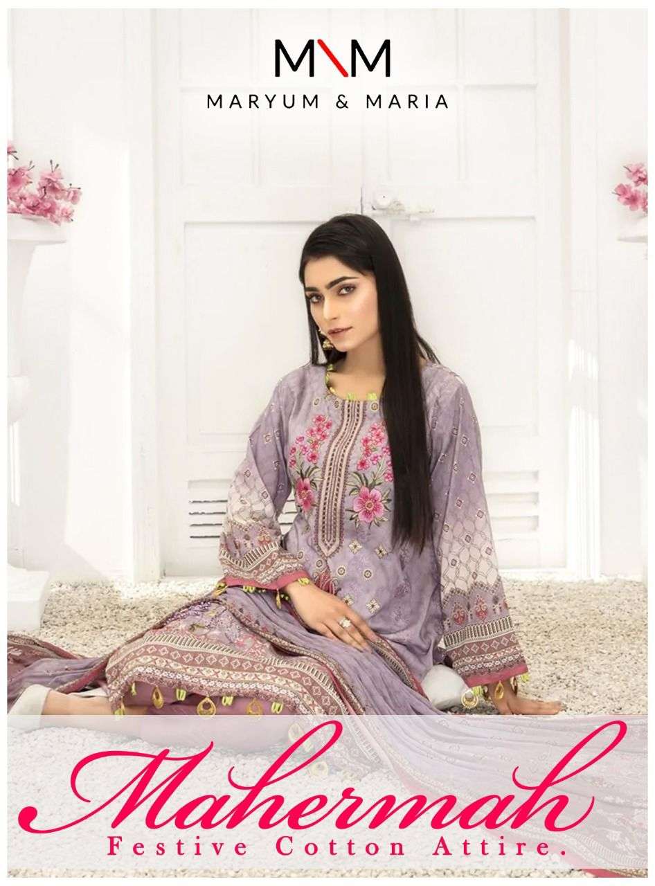 maryam & maria mahermah festive cotton attire series 01-10 pure cotton suit 