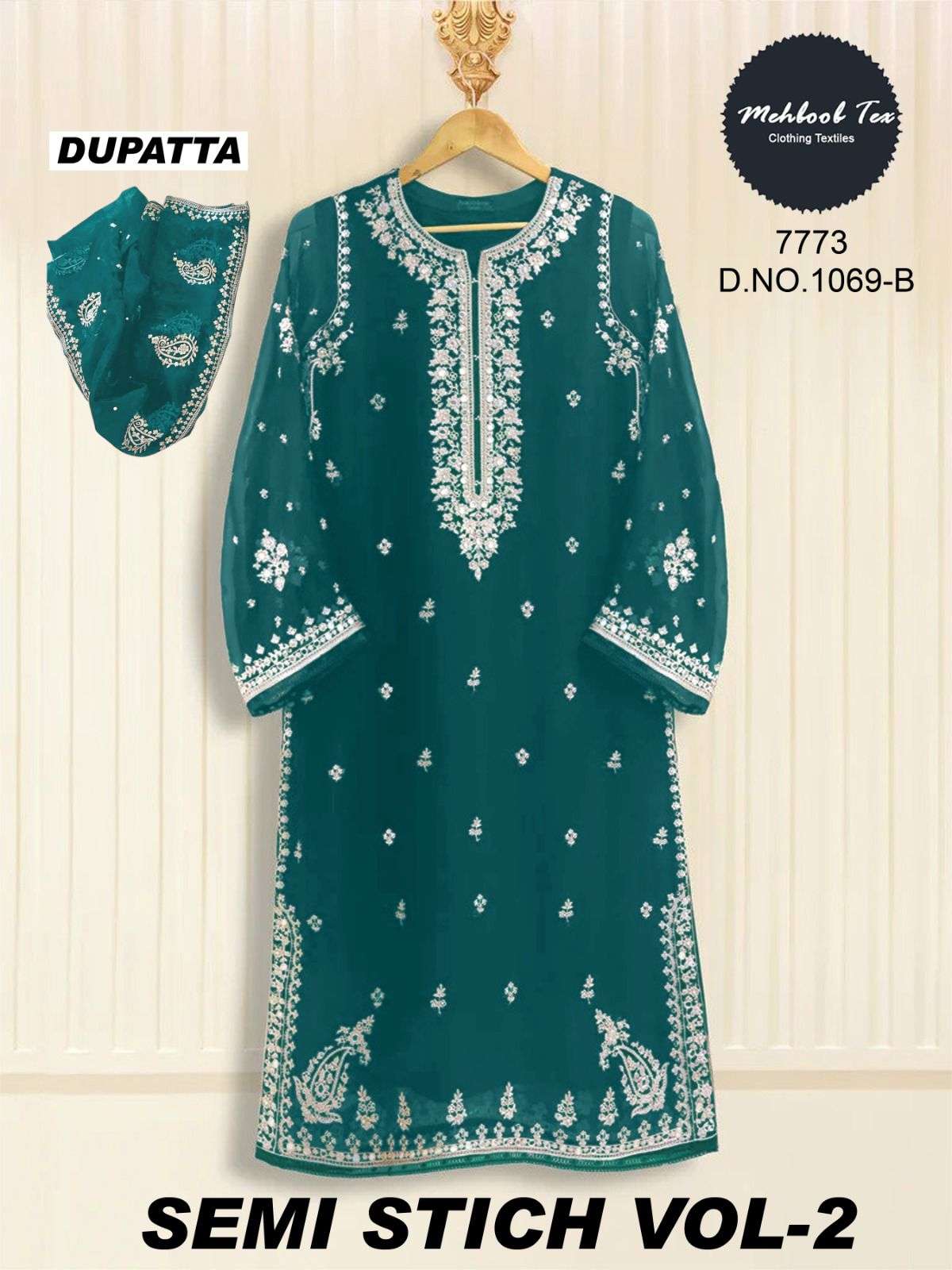 mehboob tex 1069 designer organza suit 