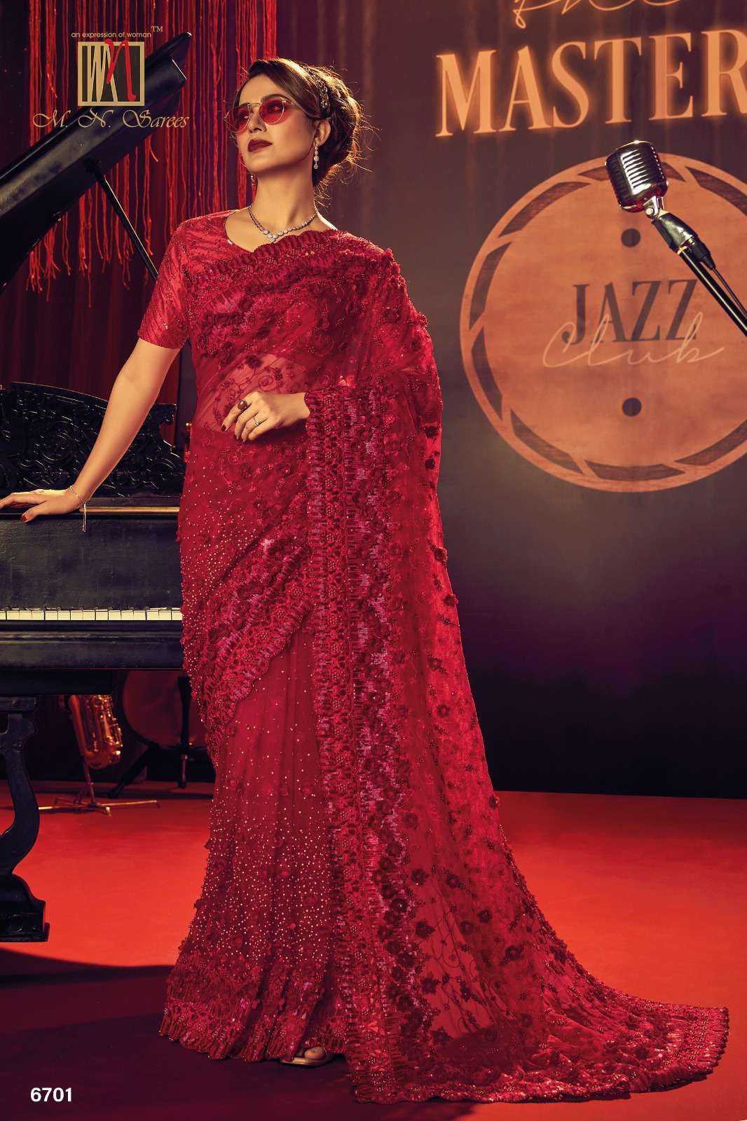 mn swarovski vol 6 series 6701-6712 net saree