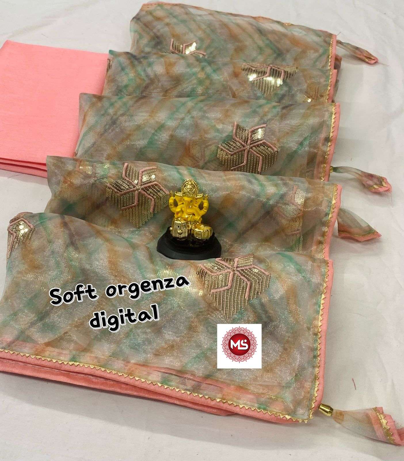 ms brand designer pure soft organza silk saree 