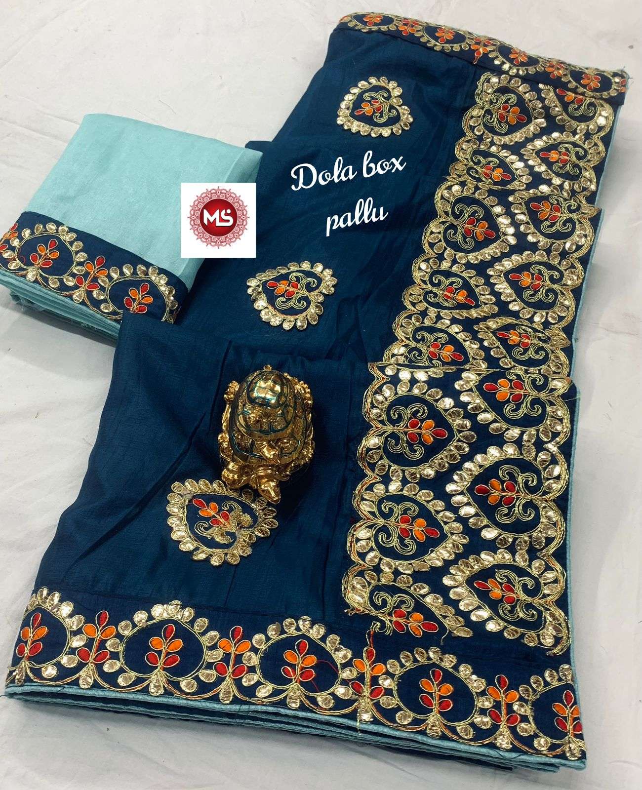 ms brand gotta leaf vol 3 designer heavy dola silk saree 