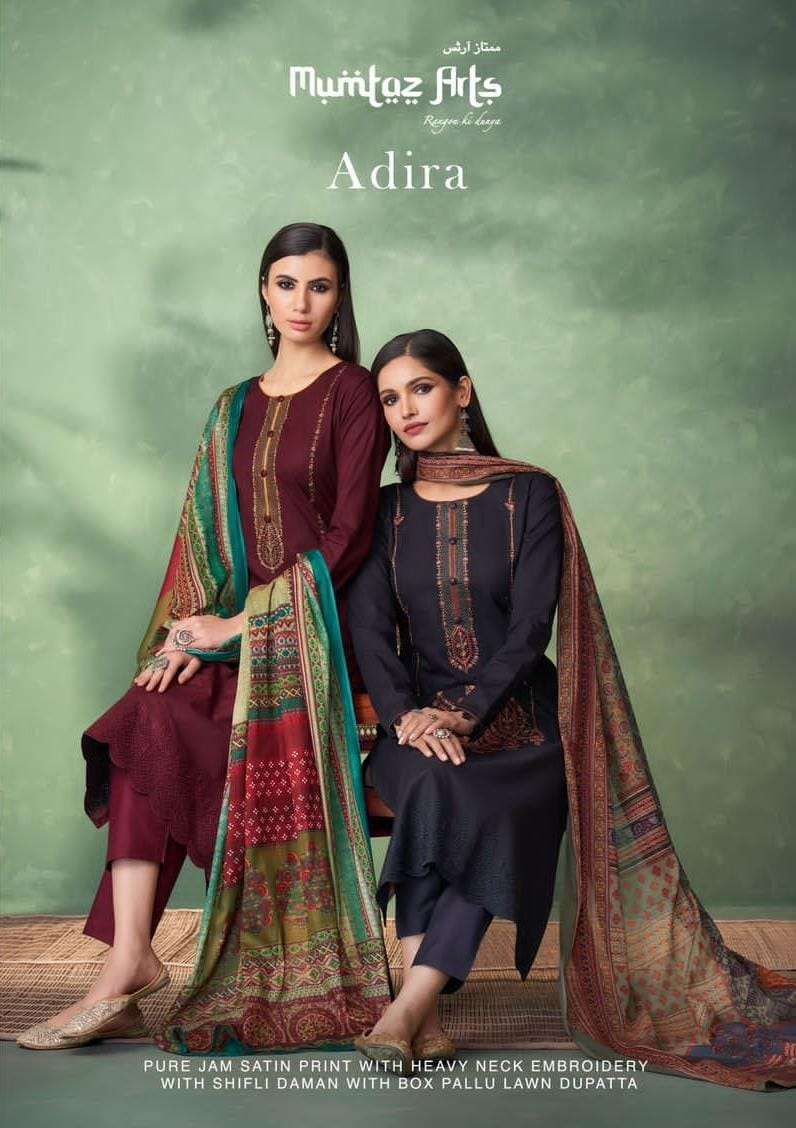 mumtaz arts adira series 6001-6008 pure jam satin suit 