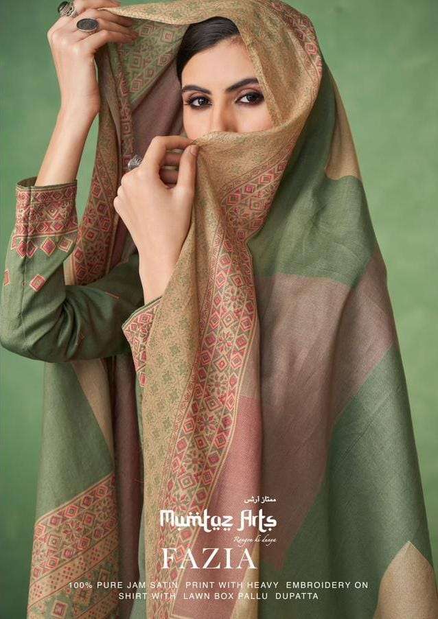 mumtaz arts fazia series 7001-7007 pure jam satin suit 