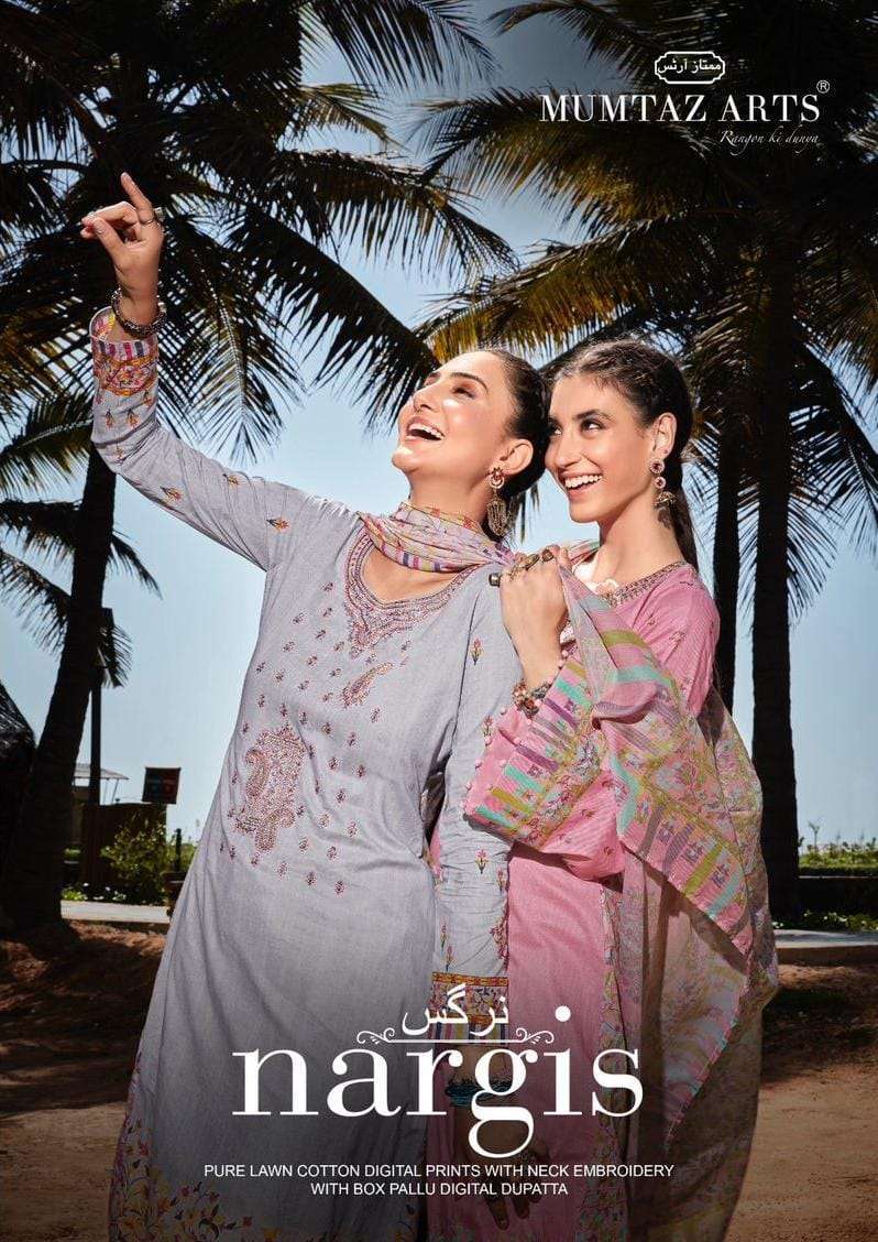 mumtaz arts nargis series 19001-19008 pure lawn cambric suit 