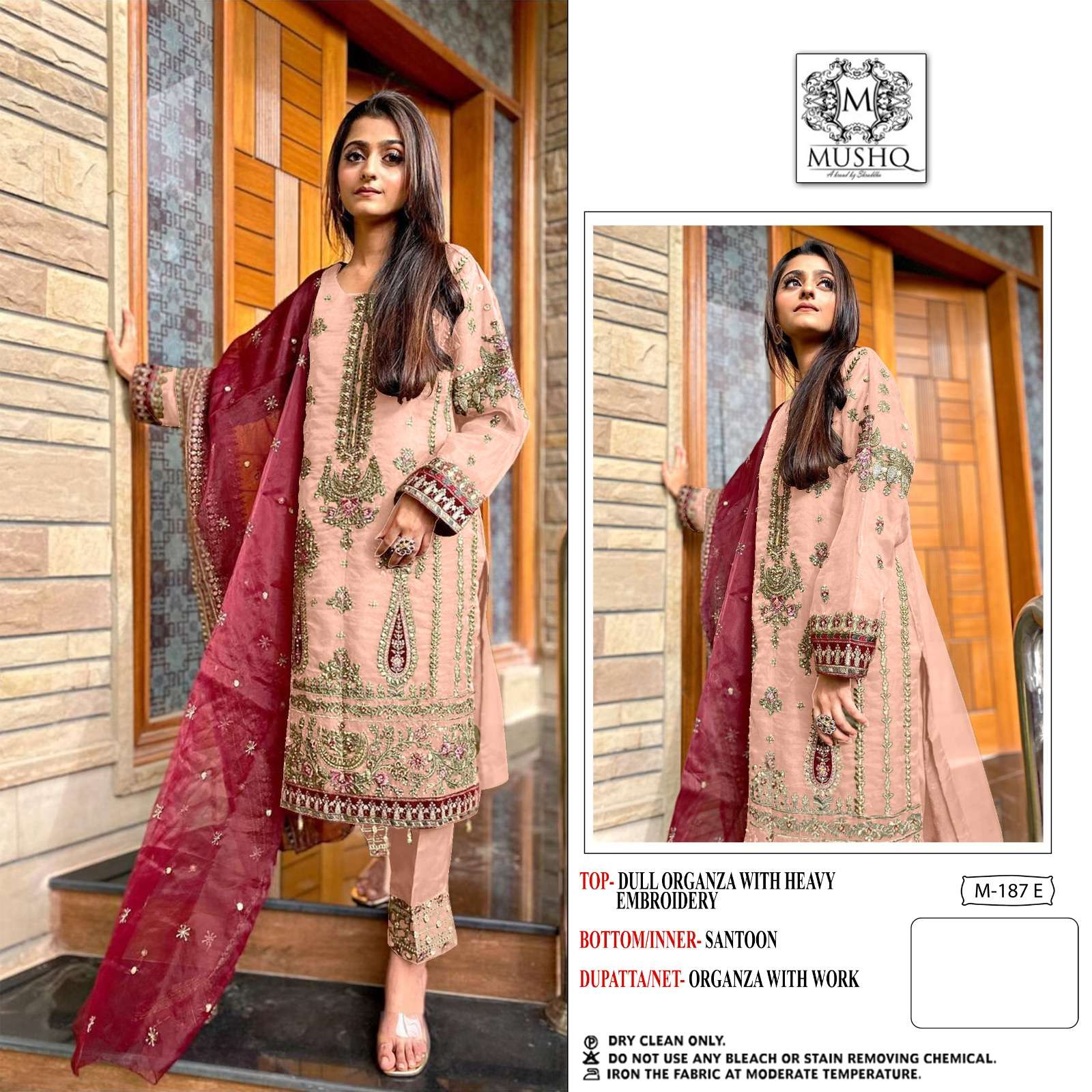 mushq M-187 designer pure organza suit 