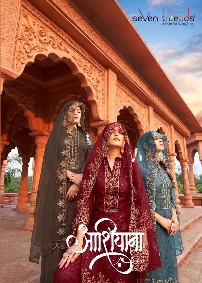 seven threads aashiyana series 10001-10007 Pure Net readymade suit 